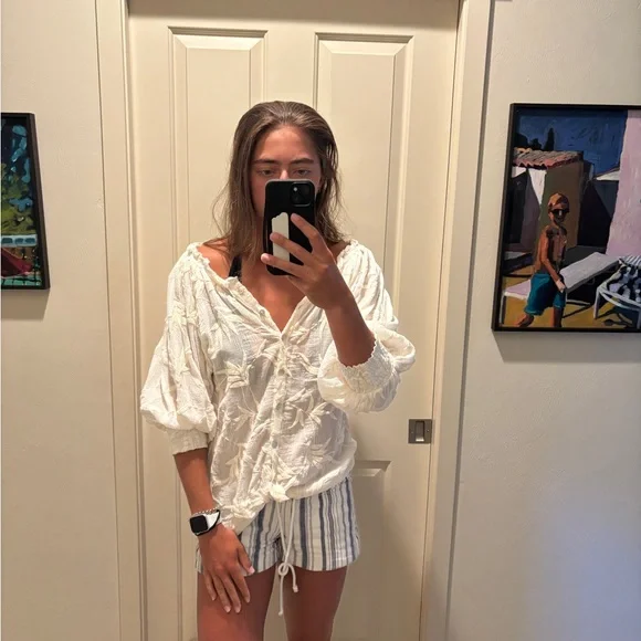 Jen's Pirate Booty Cream Embroidered Blouse - Picture 2 of 5